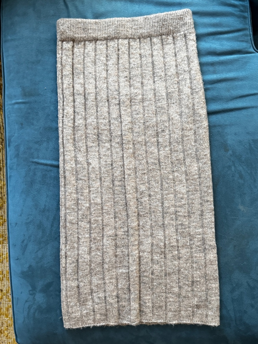 Vero Moda Ribbed Knit Midi Pencil Skirt — Heather Taupe